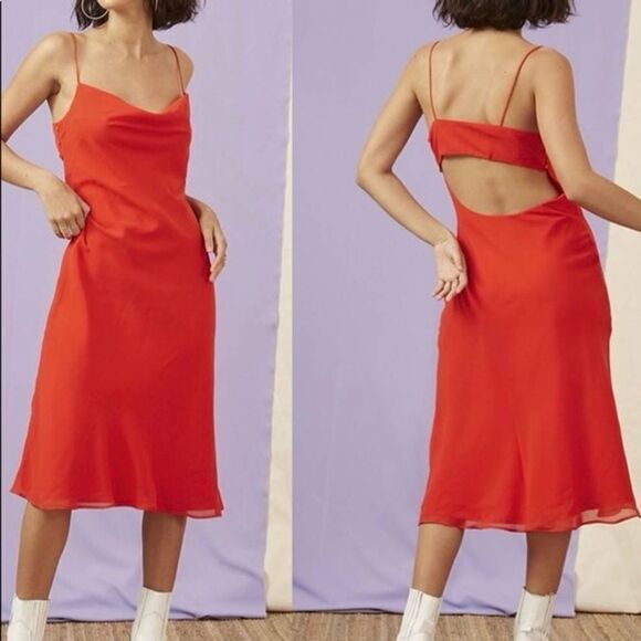 Finders Keepers Nostalgia Midi Slip Dress 20190362 Women's Red Size 8 NWT - Picture 16 of 16